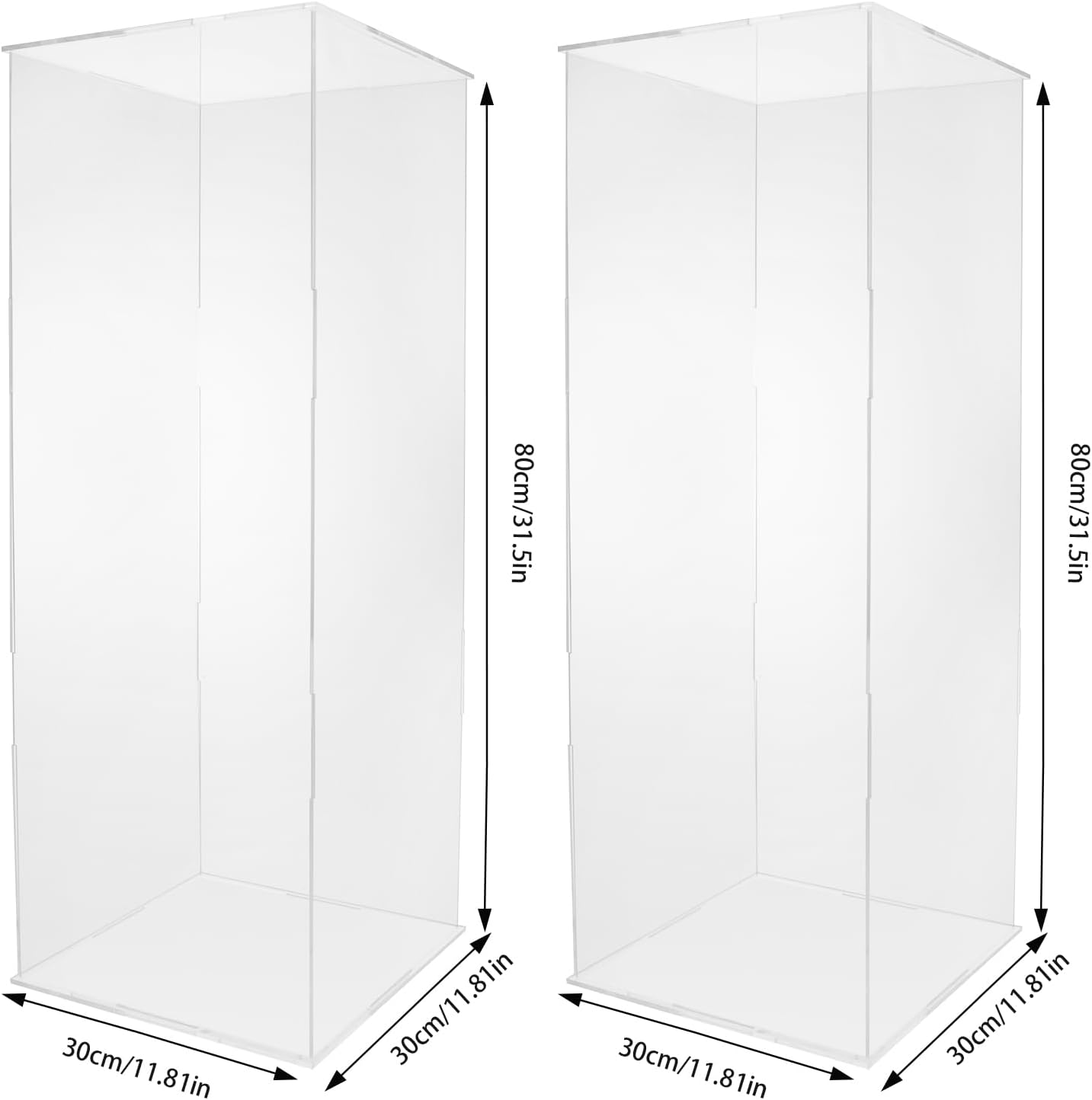 2PCS Acrylic Display Cube Pedestal Clear Flower Stand Tall Art Sculpture Riser