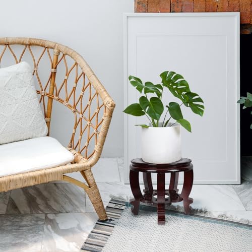 Hemoton 8 Inch Wooden Planter Stand for Home Decor