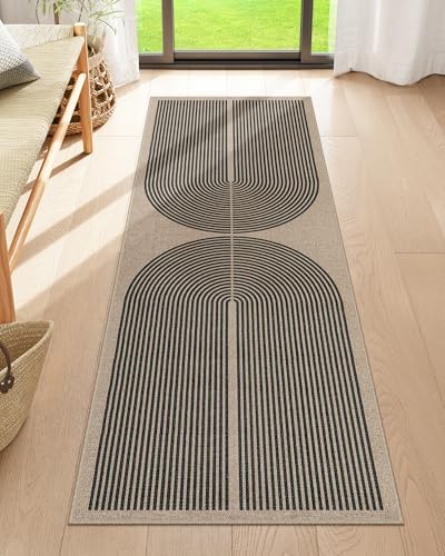 Lahome Modern Rainbow Jute Outdoor Runner Rug 2x6
