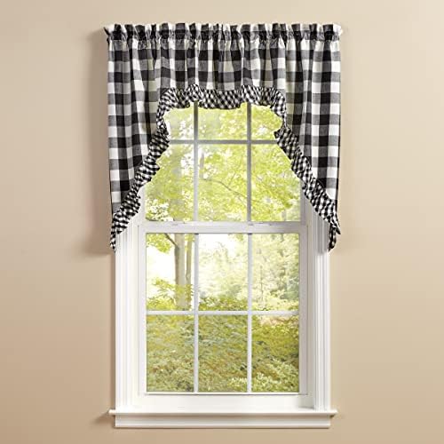 Park Designs Buffalo Check Ruffled Swags - Black 72x36