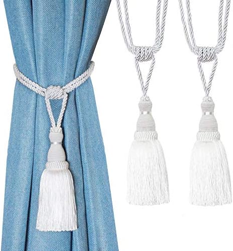 BEL AVENIR 2 Pack Shiny Polyester Curtain Tiebacks