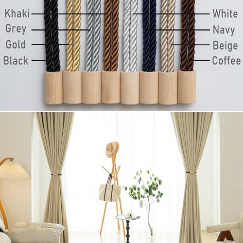 Contoeey Magnetic Boho Curtain Holders 2 Pack Khaki