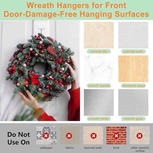 10 Pack Clear Wreath Hangers for Front Door
