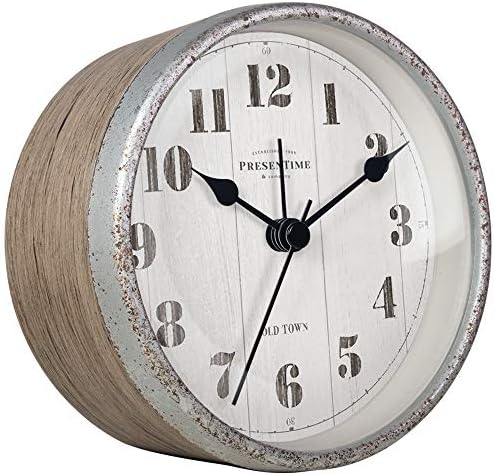 Presentime Co 4 Inch Farmhouse Alarm Mantel Clock