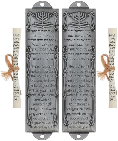 Kichvoe 2pcs Metal Mezuzah Set with Scroll