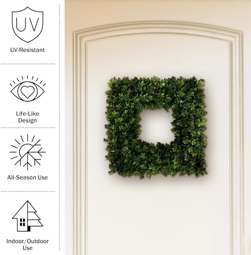 Pure Garden 165-Inch UV Resistant Boxwood Wreath for Front Door