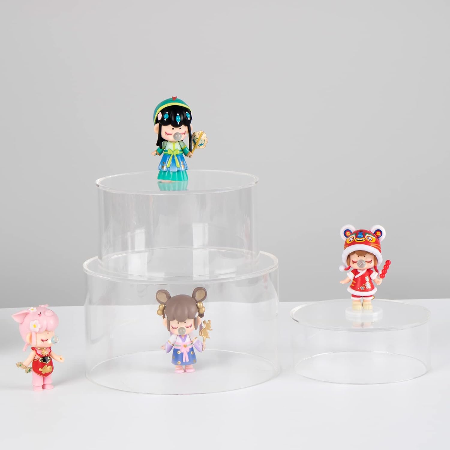 Clear Acrylic Round Display Riser Stands with Hollow Base