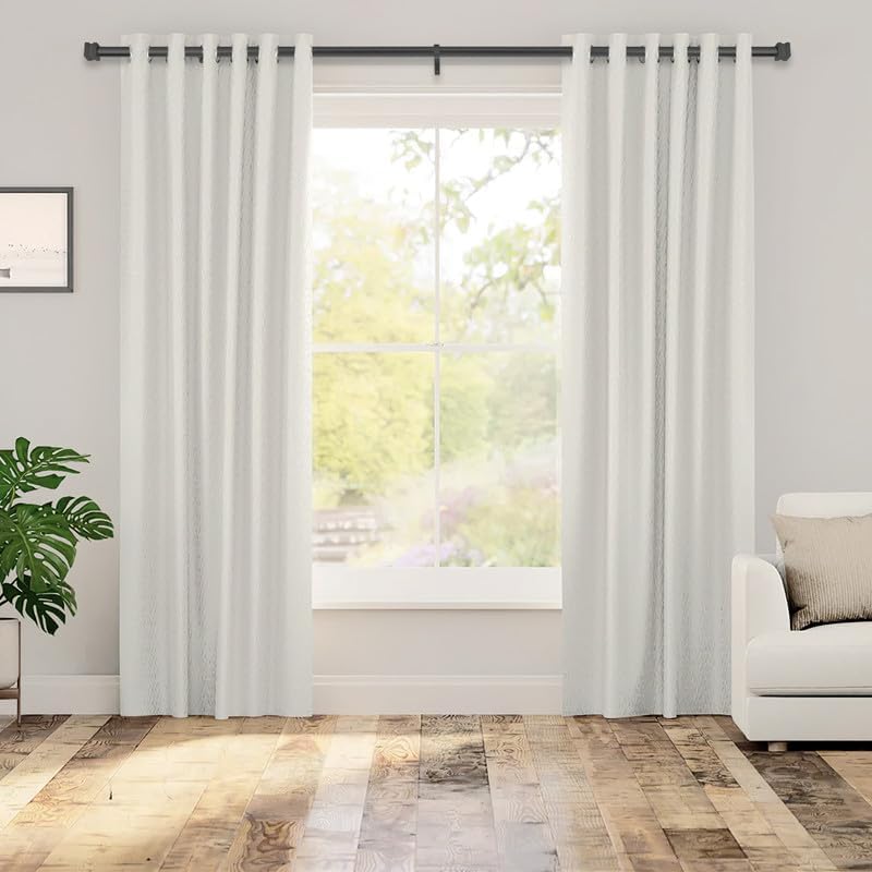 Matte Black Heavy Duty Single Curtain Rod 1 Inch Diameter Adjustable