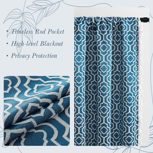 MitoVilla Boho Kitchen Valance with Tassel Blue