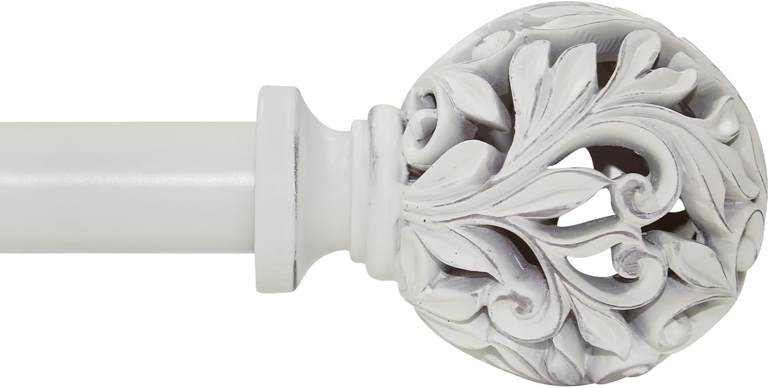 Weathered White Adjustable Curtain Rods 36-88 Inch