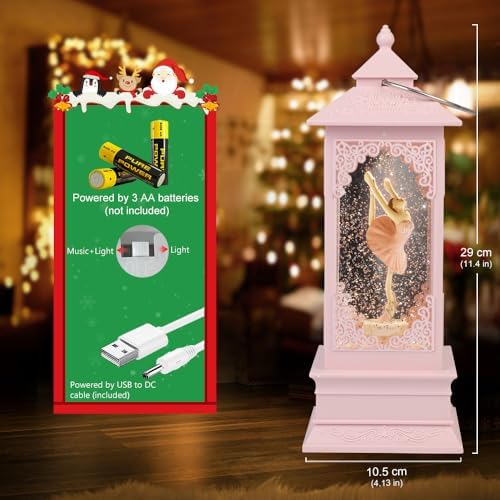 360 Rotating Ballerina Music Box Light - Pink