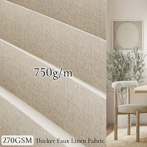 Blackout Faux Linen Door Curtain 80 Inch Accordion Style