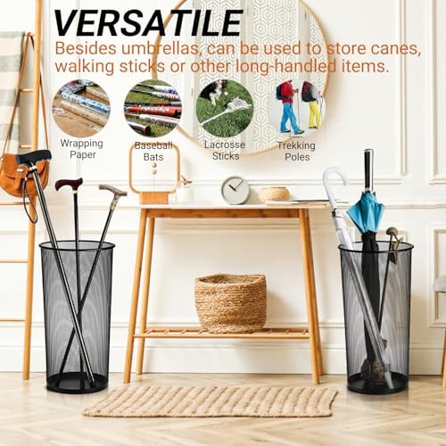 Youeon 2 Pack Black Metal Mesh Umbrella Stand