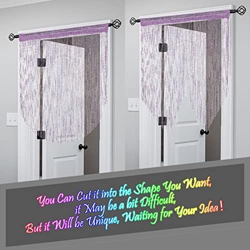 Beaded Curtain Panel with Tassels for Doorway Purple