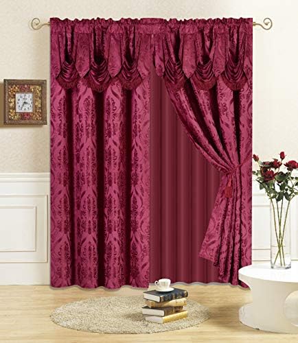 All American Collection 4 Piece Drape Set with Valance and Sheer
