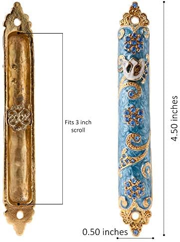 Matashi 45 Inch Hand Painted Mezuzah with Gold and Crystals