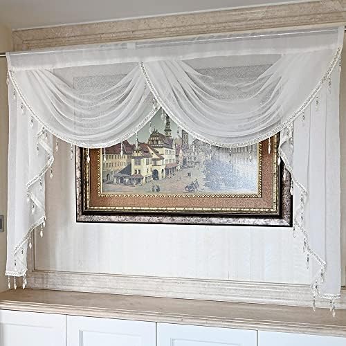 Simple Style White Sheer Curtain Valance for Living Room