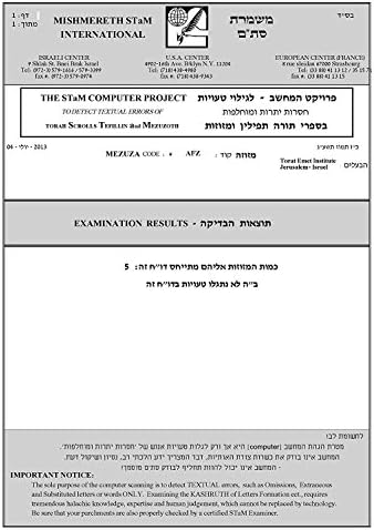 Judaica Mezuzah Scroll 7cm 28 Inch Klaf Parchment Case