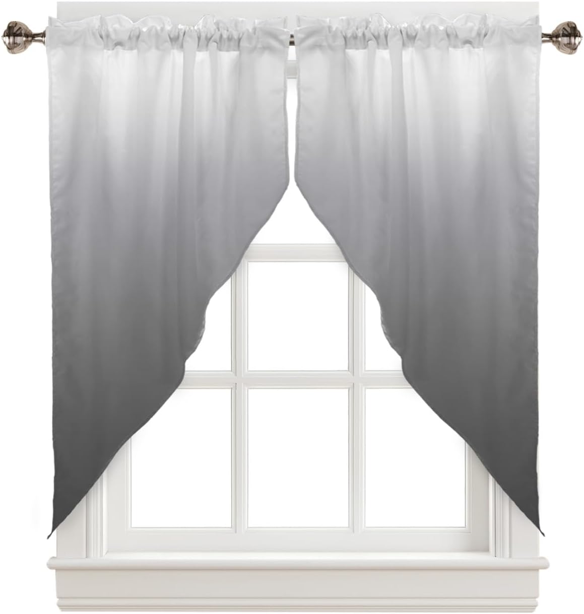 LooPoP Gray and White Ombre Swag Valance for Kitchen Windows