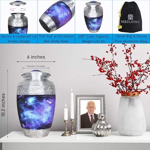 Blue Cosmic Galaxy Large Adult Cremation Urn