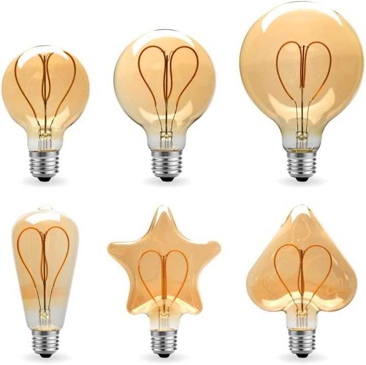 Dimmable E27 LED Heart Filament Light Bulb 4W Warm White