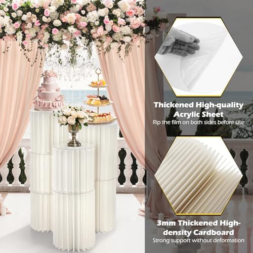 Dyna-Living 7PCS Foldable Cylinder Pedestal Stand Set