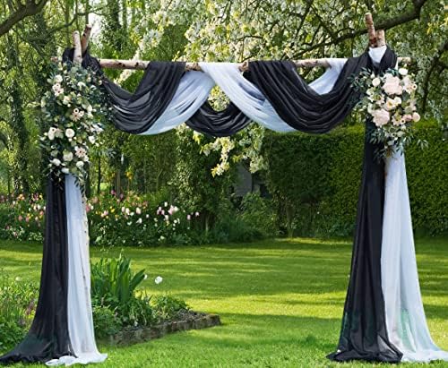 Warm Home Designs 12 Feet Long Sheer Black Window Scarf