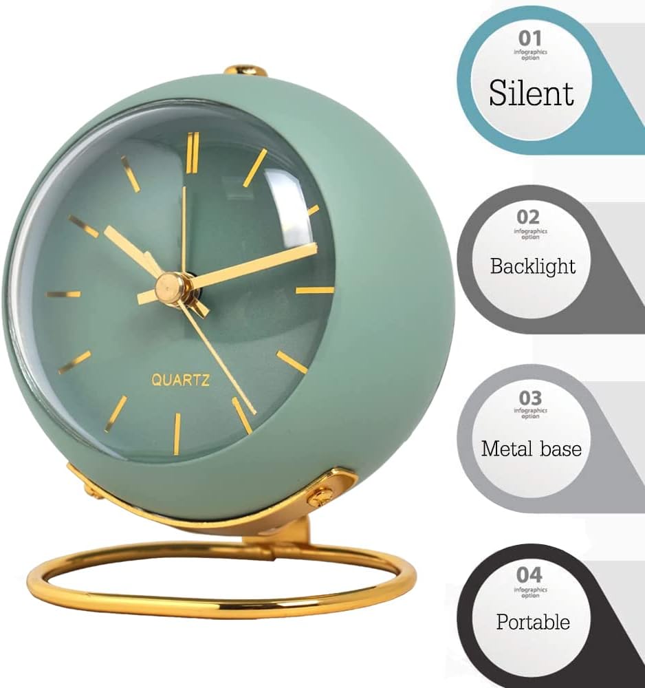 SHISEDECO Classic Tabletop Alarm Clock with Night Light