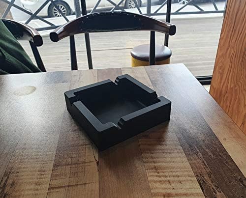 6-Inch Large Black Silicone Cigar Ash Tray with 2 Grooves