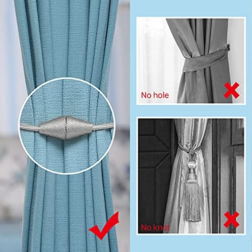 NICEEC 4 Pack Magnetic Curtain Holdbacks
