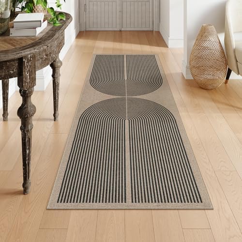 Lahome Modern Rainbow Jute Outdoor Runner Rug 2x6
