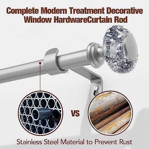 VOREFF Silver Curtain Rod 32-72 Inch Single Rod