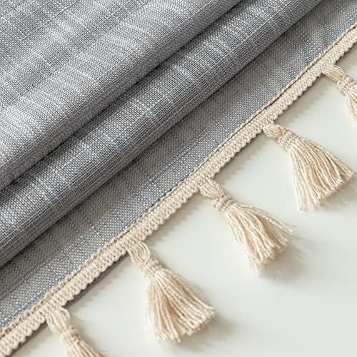 Beda Home Tassel Linen Swag Curtain Valance for Farmhouse Kitchen 1