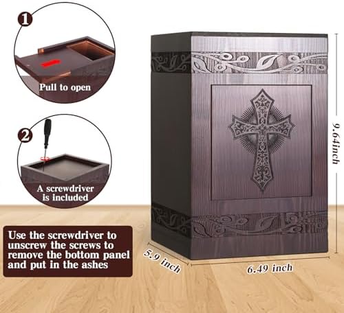 Handcrafted Cremation Urn with Carved Cross