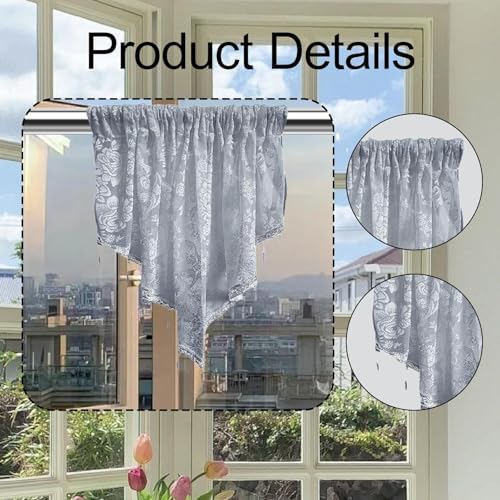 Beaded Window Valance Swag Curtain Gray