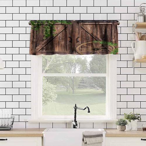 Rustic Barn Door Valance Curtain - 54x18 Inch