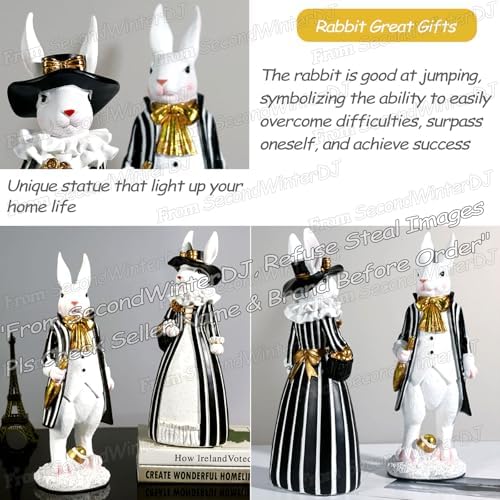 Rabbit Gentleman Decor Black Resin Figurine