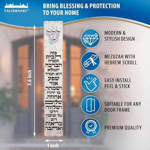 Talisman4u Modern Marble Mezuzah Case with Scroll