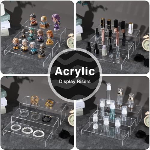 6Pcs Clear Acrylic Display Risers for Collectibles and Retail