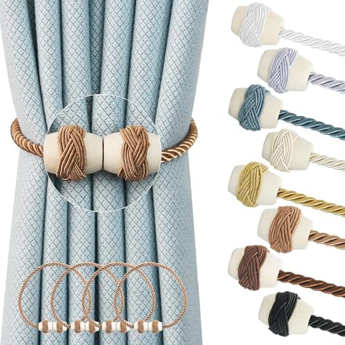 Hangtty Magnetic Rope Tiebacks 4Pack Khaki