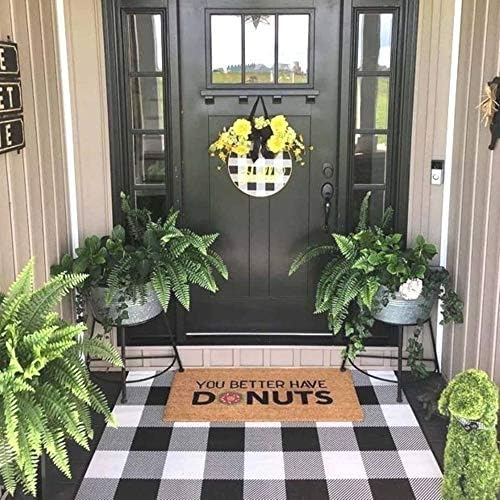 Buffalo Plaid Outdoor Rug 24 x 37 Black White Check