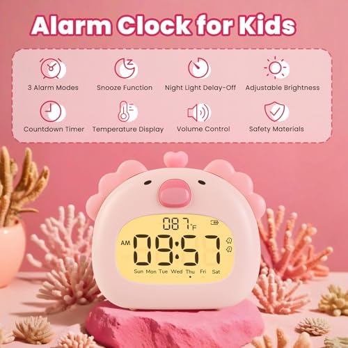 Axolotl Alarm Clock with Night Light for Kids