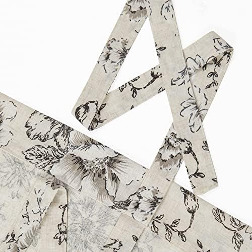 Jinchan Tie Up Valance Floral Linen 54 Inch Peonies Window Treatment