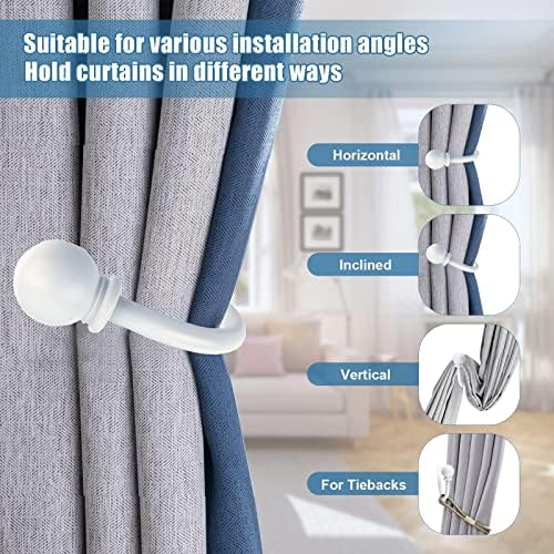 White Ball Finials Curtain Holdbacks 2pcs