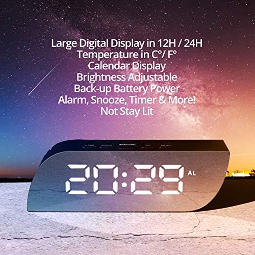 Betus Aesthetic Digital Alarm Clock with Mirror and Dimmer Night Mode