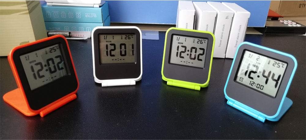 Portable Travel Alarm Clock with LCD Night Light and Temperature Display