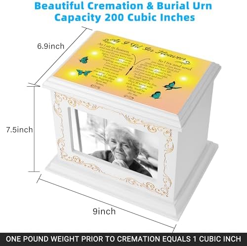 Wooden Cremation Urn with Photo Frame 200 Cubic Inches Capacity