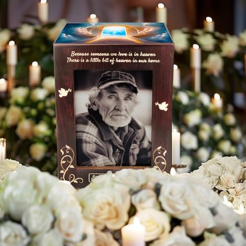 Wooden Cremation Urn with Photo Frame for Human Ashes