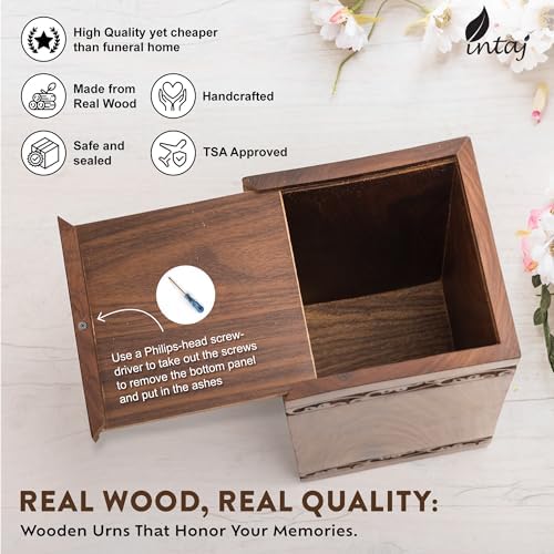INTAJ Handcarved Wooden Cremation Urn - Celtic Knot Design 115 lbs Capacity