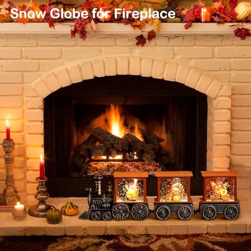Gorrzai Fall Snow Globe Lantern with Gnome Train Decor